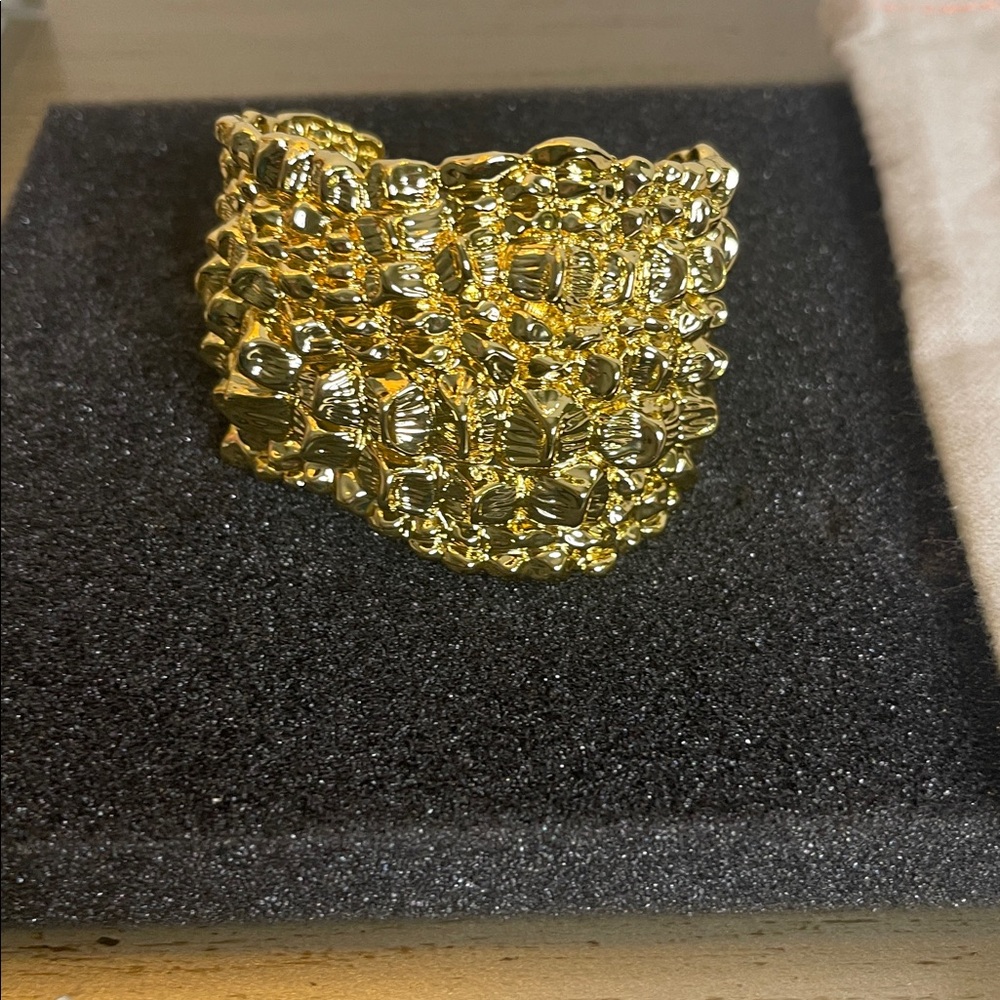 Alexis Bittar Brut Gold Croco Cuff Bracelet